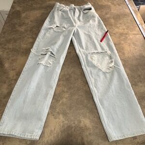BDG Baggy Boyfriend Jeans Womens Size 30 Light Wash Distressed Ripped Denim